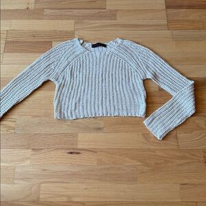 Cream Knit Cropped Sweater